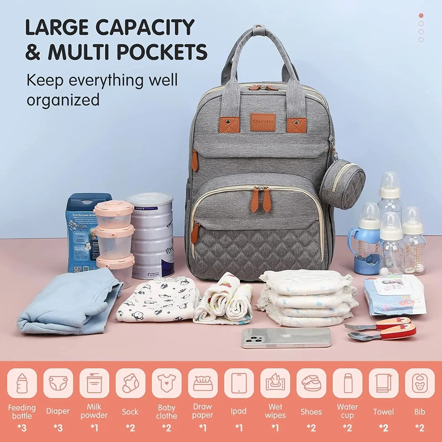 The Olivia Nest – 3-in-1 Luxury Diaper Bag with Portable Baby Bed & USB Charging Port