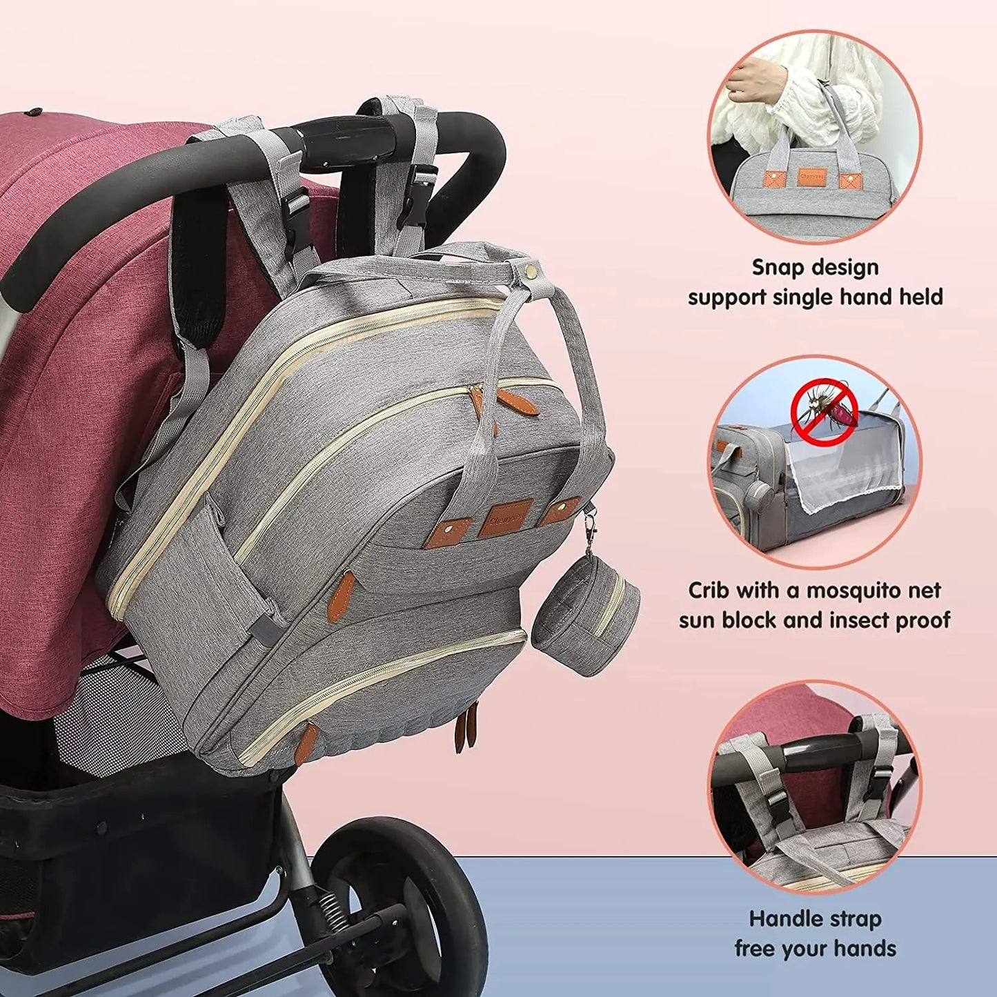 The Olivia Nest – 3-in-1 Luxury Diaper Bag with Portable Baby Bed & USB Charging Port