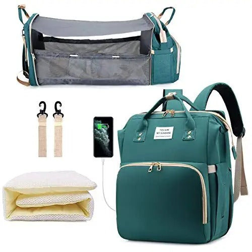 The Olivia Nest – 3-in-1 Luxury Diaper Bag with Portable Baby Bed & USB Charging Port
